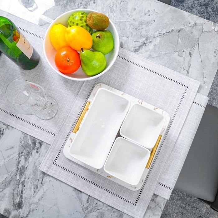 Sav Informa Appetite Set 3 Pcs Mangkuk Saji Dengan Nampan Set Mangkok Makanan Dengan Nampan Wadah