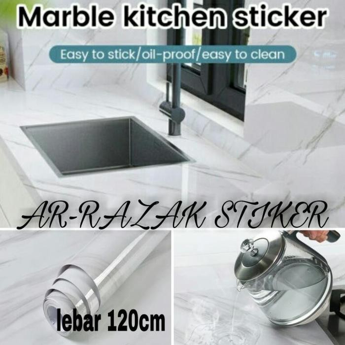 Stiker marmer tebal glosy pelapis meja dinding lemari lantai anti air panas dan minyak wallpaper