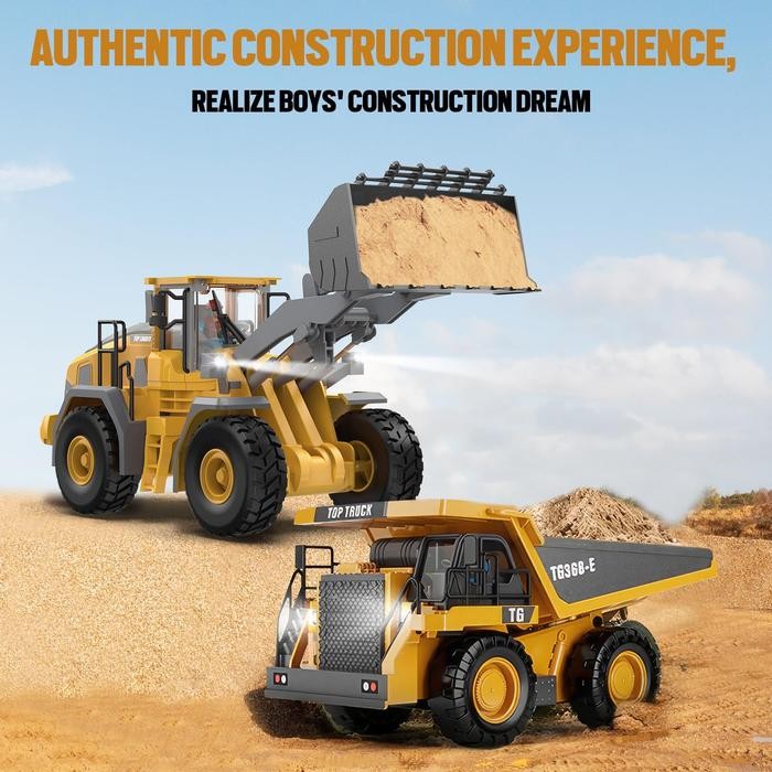 Tatajoy Buldoser Remote Control Paduan Remote Control Loader 2.4Gh Rc Bulldozer Konstruksi Mainan 9