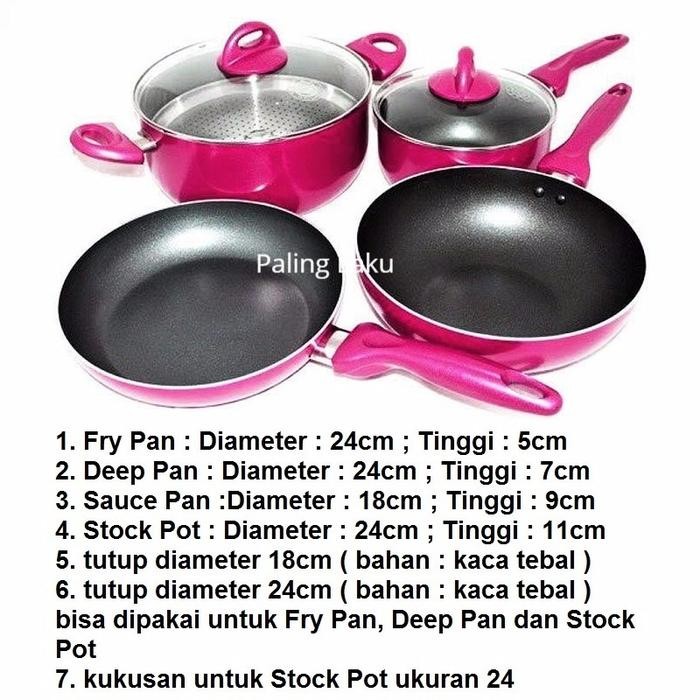 Supra Rosemary Cookware - Supra Panci Set 7Pcs Pink Wine