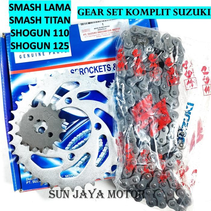 Gear Set Komplit + Rantai Suzuki Smash - Shogun 110 - Shogun 125 - Smash 110 Motor Motorcycle