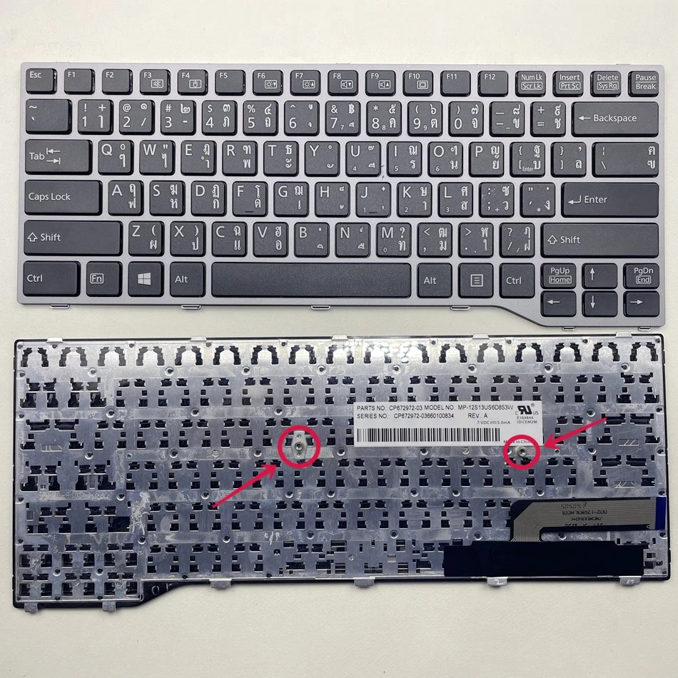Thailand Laptop Keyboard For Fujitsu Lifebook T725 T726 Q775 Q737 Q736 Series with Silver Frame Ti L