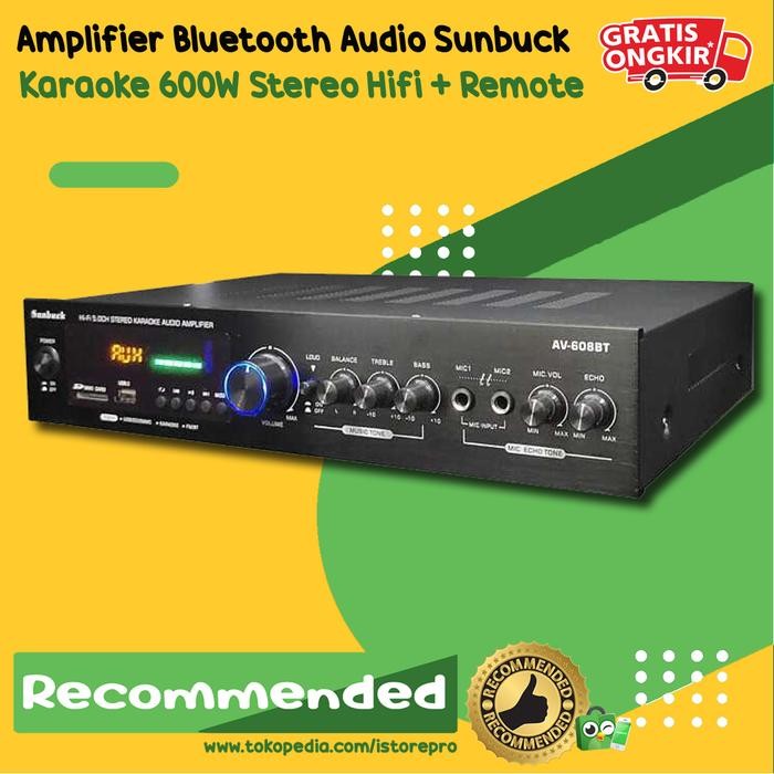 Amplifier Bluetooth Audio Sunbuck Karaoke 600W Stereo Hifi + Remote *