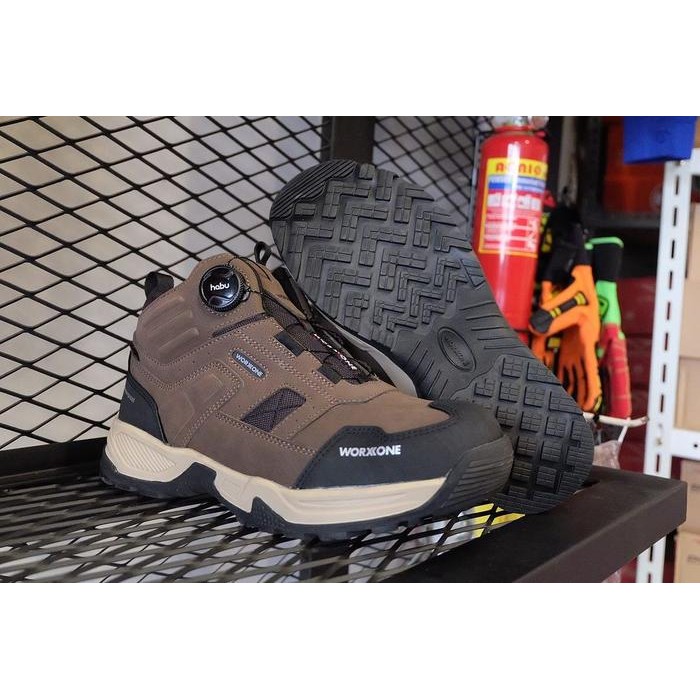 Sepatu Safety Pria Worx One 203 Brown / Black Wateroof - Worxone 203 Cokelat / Hitam Men's Safety