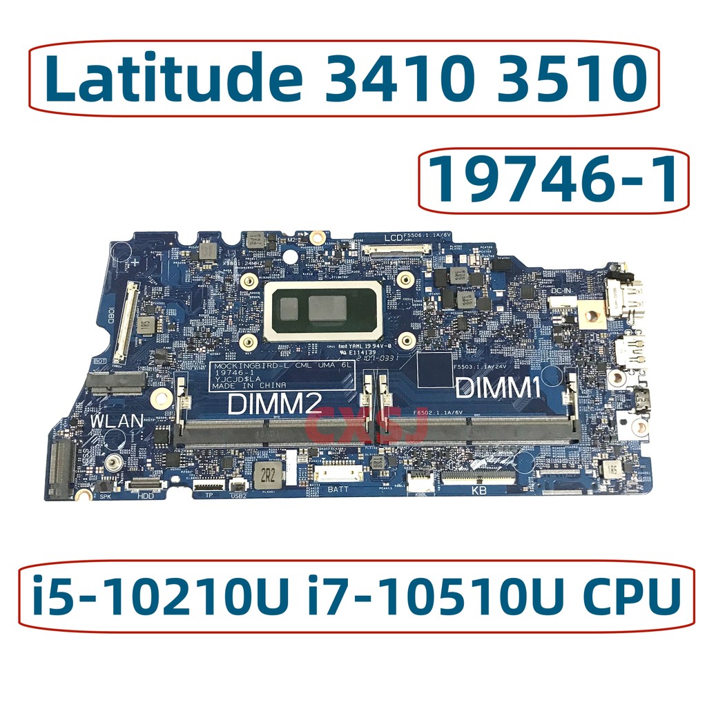 19746-1 For Dell Latitude 3410 3510 Laptop Motherboard With i3-10110U i5-10210U i7-10510U CPU CN-0PD