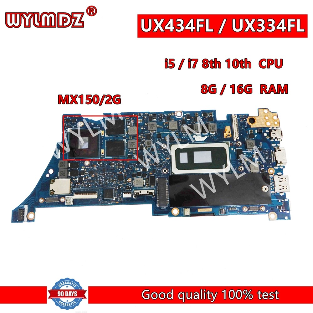 UX334FL 8G/16G i5/i7-8th MX150 Notebook Mainboard For Asus UX334FLC UX434FLC UX434FL RX334F U3600F U