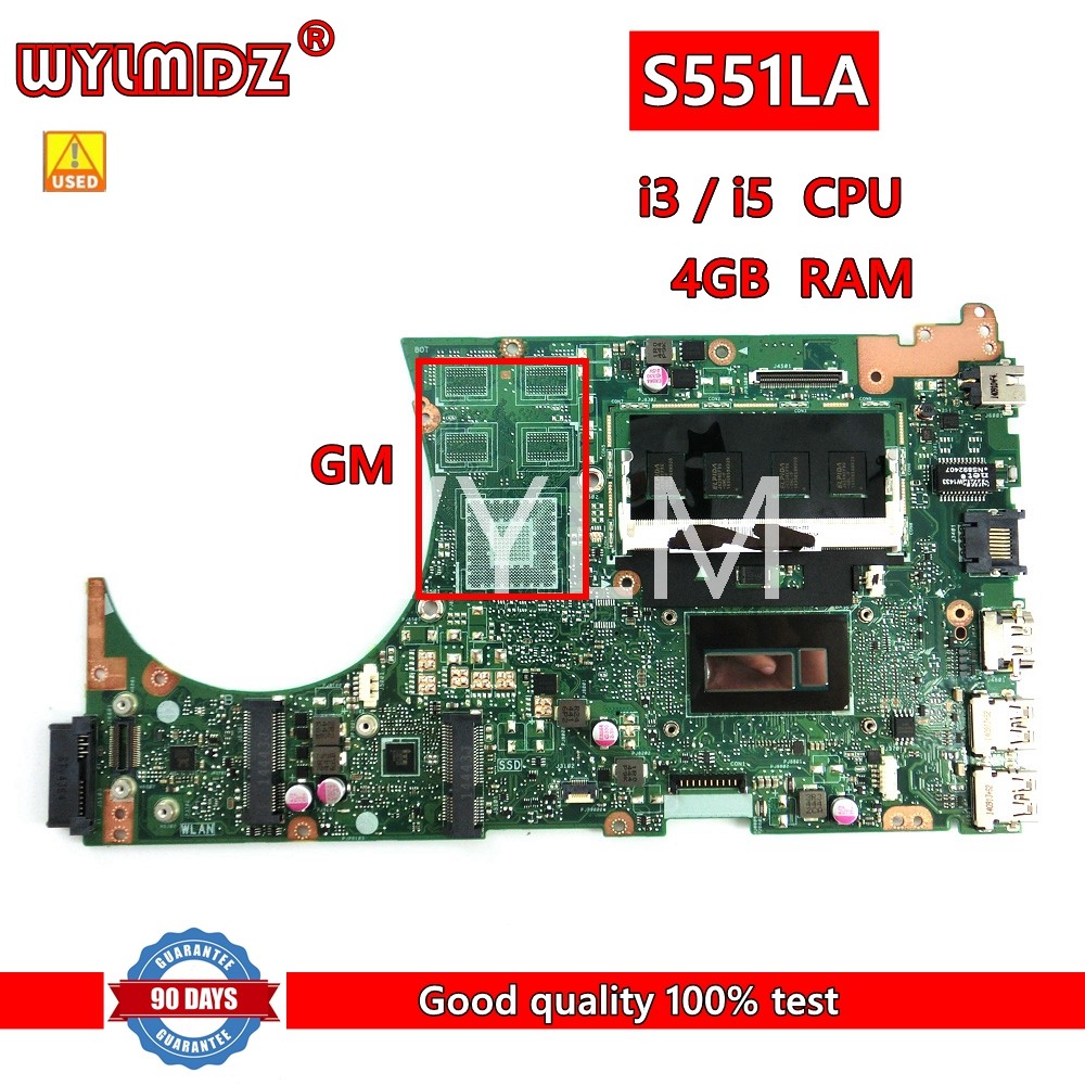 S551LA i3 / i5 CPU 4GB RAM notebook Mainboard For Asus  K551L K551LB K551LN S551L S551LB R553L Lapto