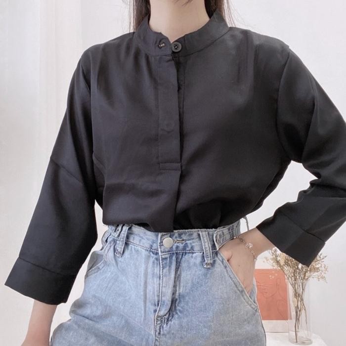 (Expert) B&F - LARAS High Neck Blouse Hijab Friendly Atasan Kantor Wanita 0306