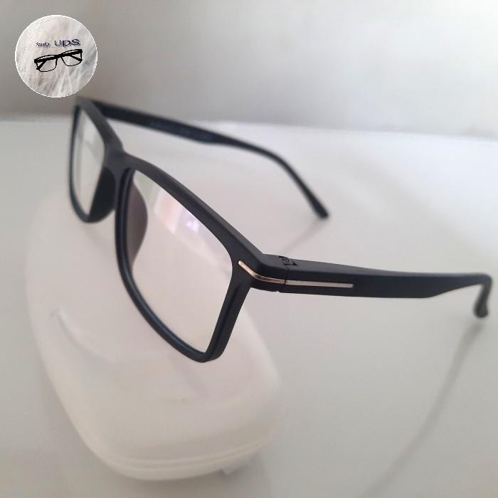 frame kacamata persegi formal sporty ringan engsel per hitam doff
