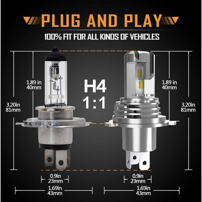 Bagus Lampu Mobil Led M3 H4 Zes Chips 2 Pcs Headlamp Hi Low Beam