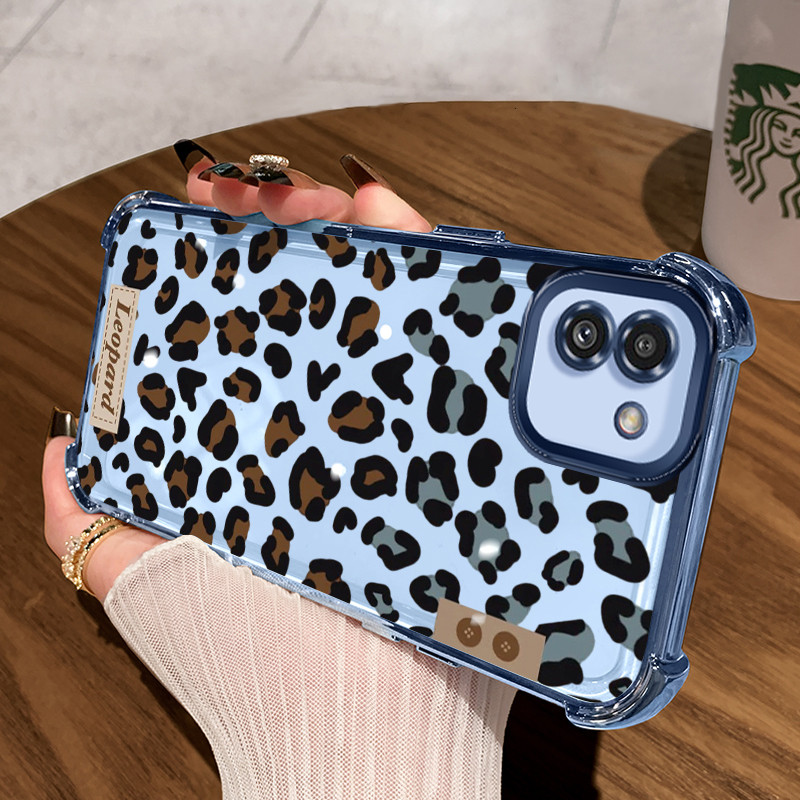 Casing Hp untuk Samsung Galaxy A03 Case Kasing Cetakan macan tutul Perlindungan airbag Berkilau Kesi