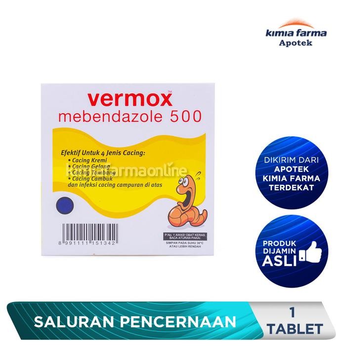 Vermox 500 Mg Tablet / Obat Cacing / Kimia Farma