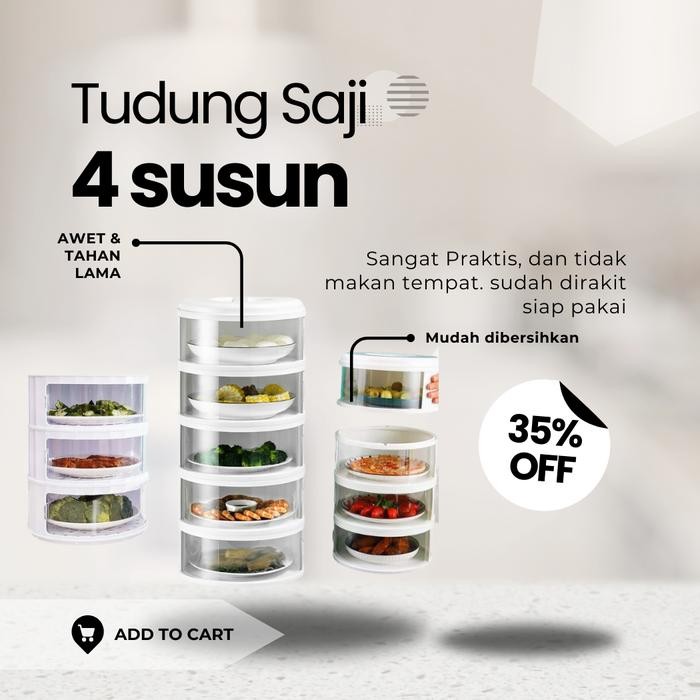 

TUDUNG SAJI 4 SUSUN Estetik & Hemat Tempat, Viral, Makanan Tertata Rapi, Anti Debu & Lalat!