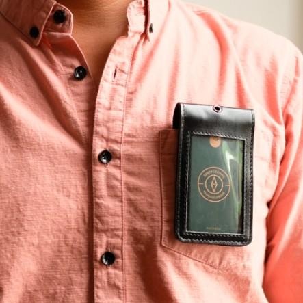 

Sendy Leather LEVANTE ID Card Holder Name Tag id card lanyard Kulit Sa