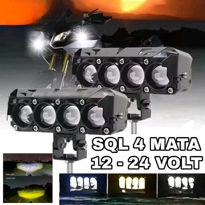 Lampu LED Sorot D3 SQL 4 Mata 12Volt - 24Volt Lampu Tembak Motor Mobil Bis Truk