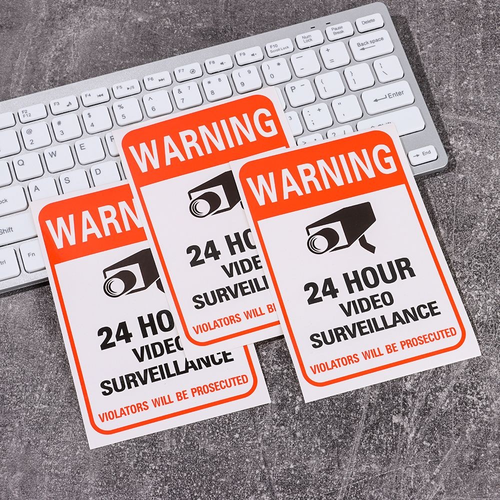 

10Pcs/set 24H Video Camera Warning Signs 15*10cm Self-adhesive Waterproof Video Surveillance Sticker
