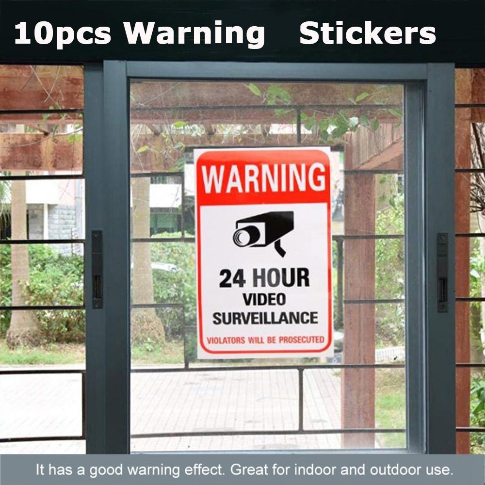 

10pcs 24 Hour Monitor Camera Security Camera Sign Stickers Warning Signs Warning Sticker Decals