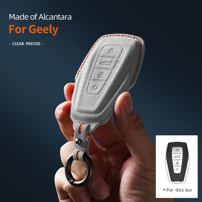 Alcantara Car Key Case Cover Key Caver For Geely Emblem Coolray X6