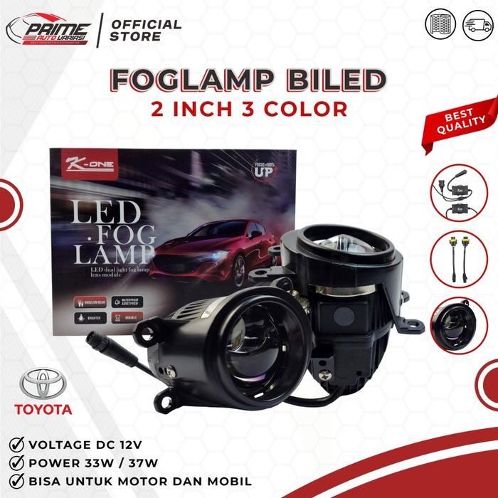 Ready Lampu Foglamp Projector Biled 2Inch Blue Lens 3 Warna Dc12V Kmr Toyota Fortuner Vrz 2021 ,