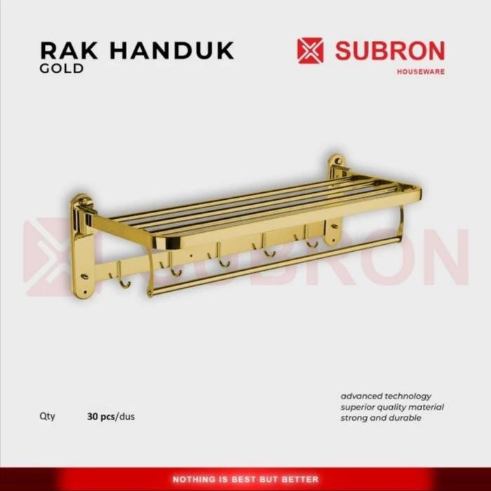 Rak handuk STAINLESS GOLD 5 BARIS / Gantungan handuk lipat gold EMAS