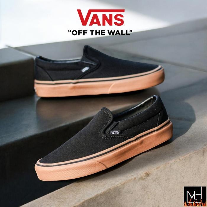 VANS SLIP-ON BLACK GUM CLASSIC ORIGINAL 100%