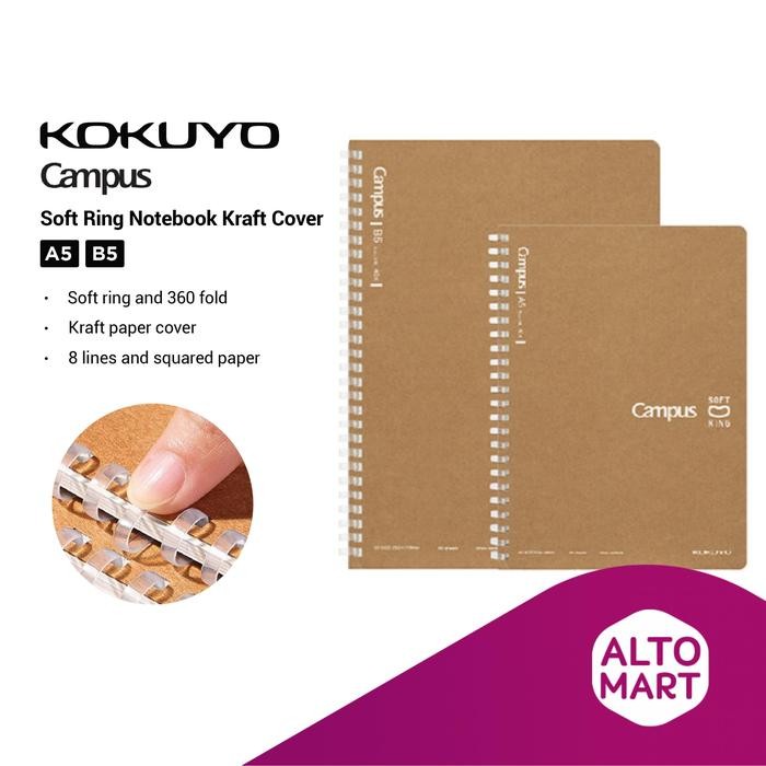 

Kokuyo Campus Soft Ring Notebook Kraft Cover B5 A5 Buku Tulis 360