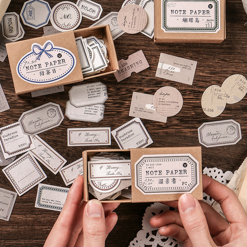 

Yoofun 45pcs Boxed Vintage Memo Pad Innovative Memo Label Mark Paper Stationery Decoration Office
