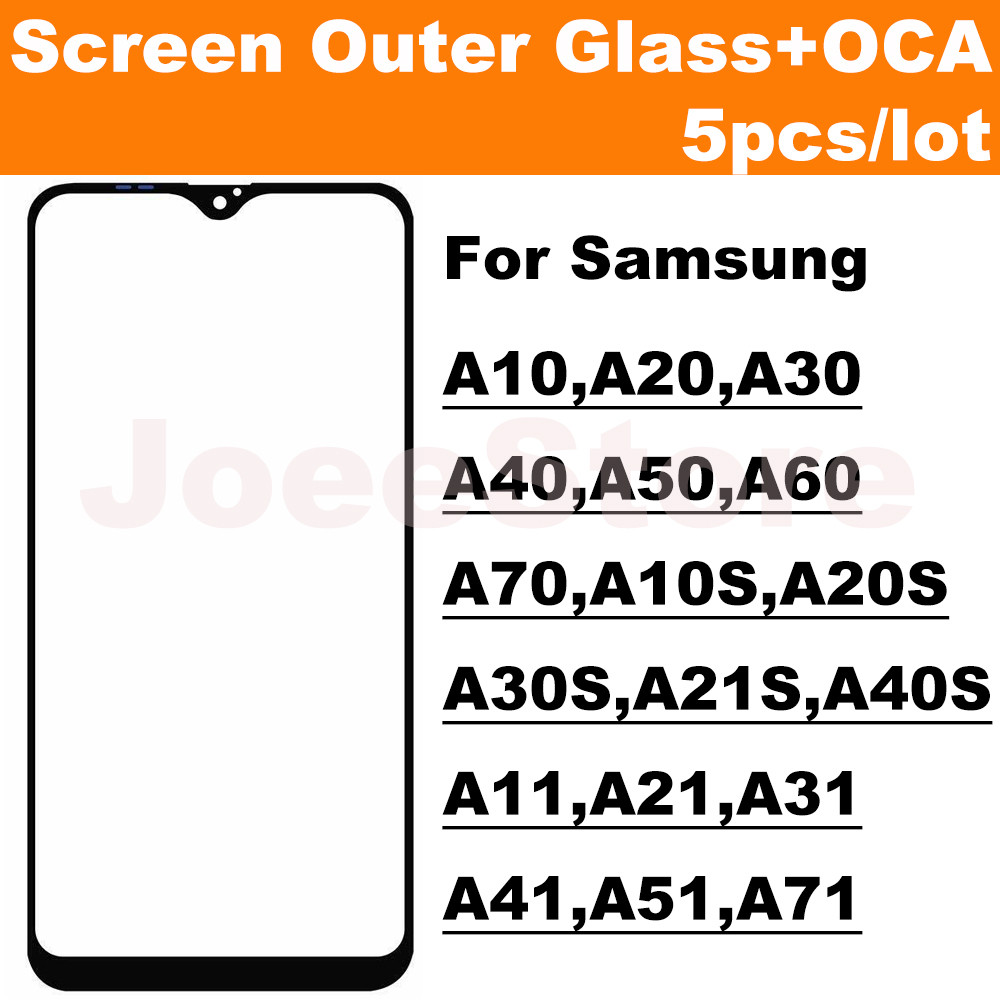 5pcs Screen Outer Glass Panel For Samsung A10 A20 A30 A40 A50 A70 A10S A20S A30S A21 A31 A51 A71 Fro