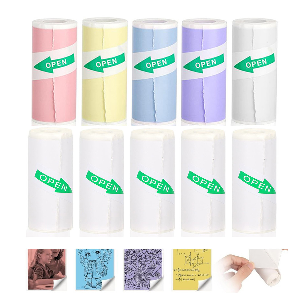 

57x25mm Multi-Color Self-Adhesive Thermal Paper - BPA-Free for Phomemo/Portable Printers,