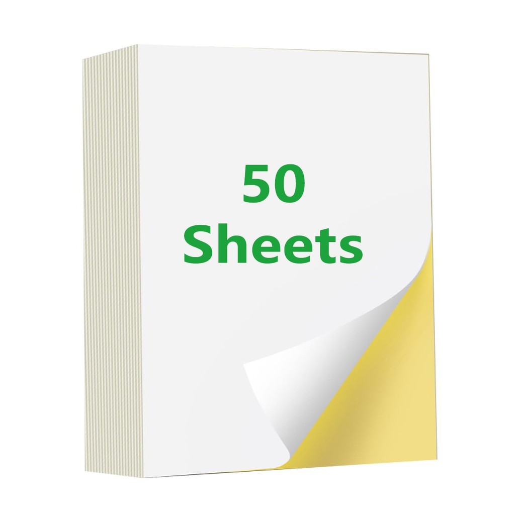 

50 Sheets A4 Glossy/Light/Matte Sticker Paper Printable Labels for Laser/Inkjet Printer, DIY Craft
