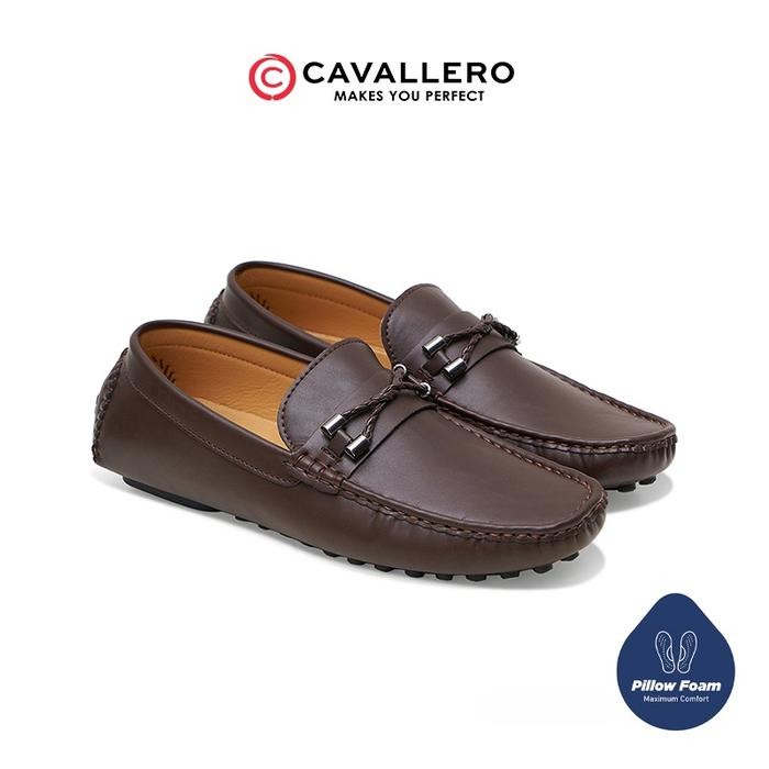 Sepatu Pria Casual Loafers Moccasin Cavallero Osvaldo Coklat Flat Shoes