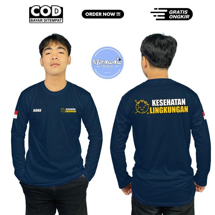 Kaos Kesehatan Lingkungan Gratis Nama Kamu Lengan Panjang Baju Distro