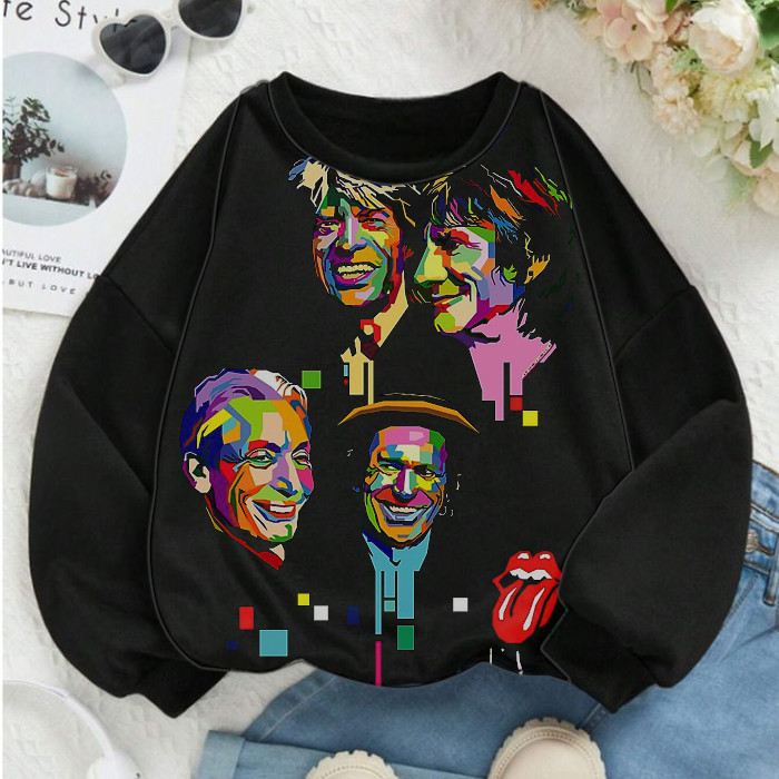 Jaket Sweater Rolling StonesFilm Animasi Kartun Super Hero S3 Crewneck Sablon Yang menyatu dengan ka