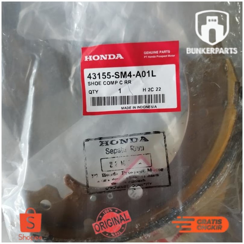 Kanvas Kampas Rem Belakang Honda BRV Freed Stream CRV Set Asli Ori