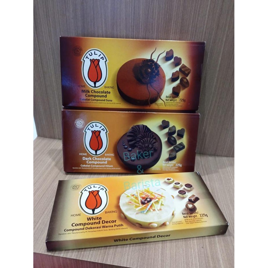 

New Tulip Compound Chocolate 250gr Dark/Milk/White/Strawberry Tulip Coklat