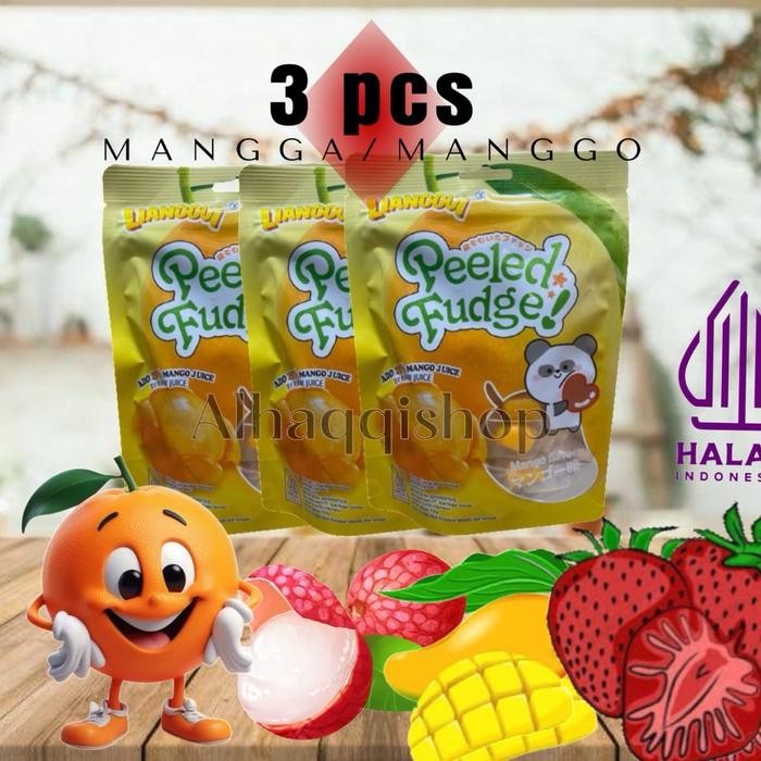 

New HALAL Lianggui Bundle 3 Fruit Peeled Gummy Permen Buah Permen Lunak Aneka Rasa Permen Mangga