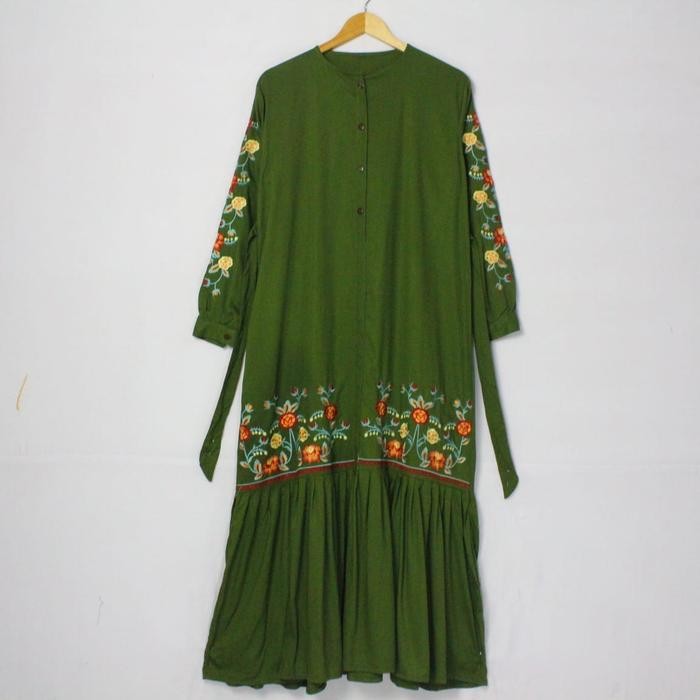 (Allthebest) Gamis wanita Rosalinda katun rayon twill premium bordir tasik