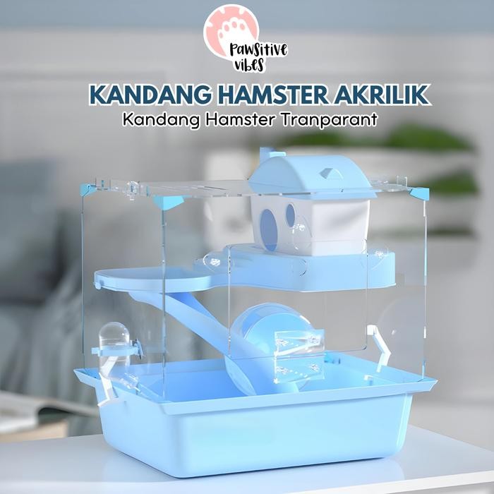 Kandang Hamster Akrilik Transparan - Kandang Hamster 2 Tingkat Lengkap