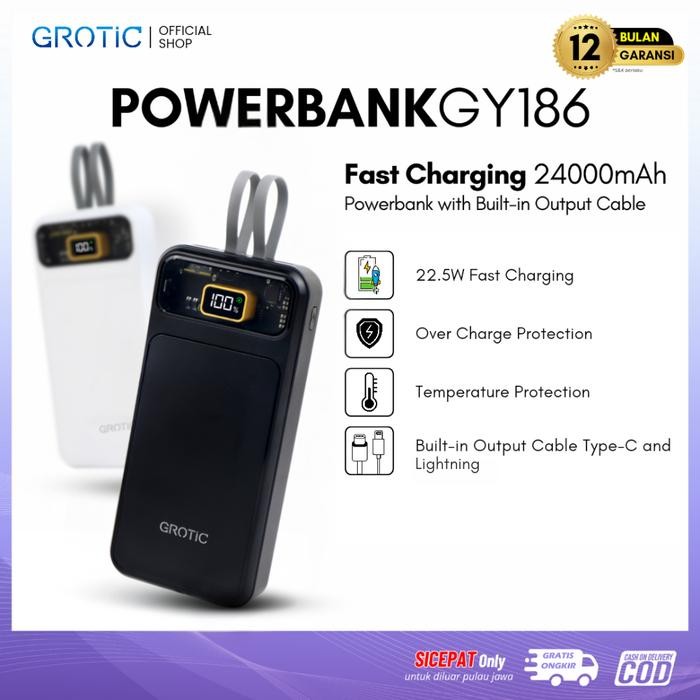 (Gift) Grotic Powerbank 24000Mah Fast Charging Quick Charge Gy186
