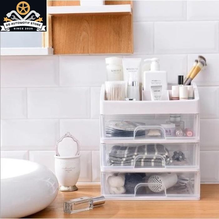 RAK KOSMETIK MAKE UP DAN SKINCARE 3 LACI