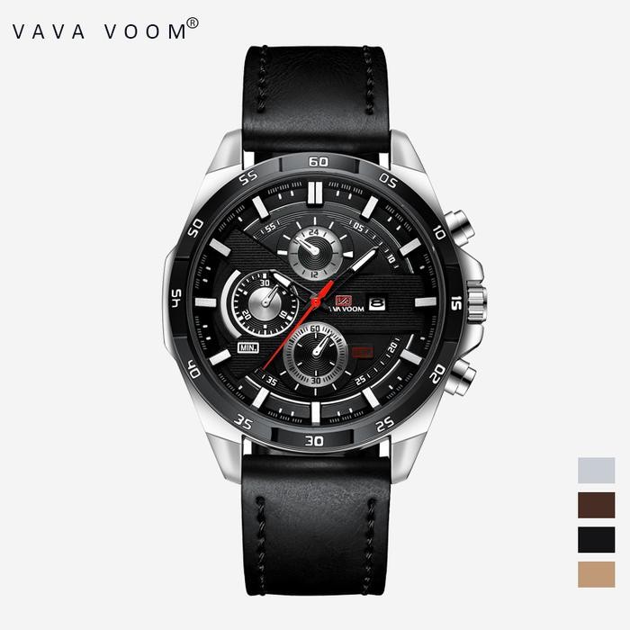 Jam Tangan Pria Sporty Impor Vava Voom Va-216 Original Tahan Air Fashion Business Auto Date Analog