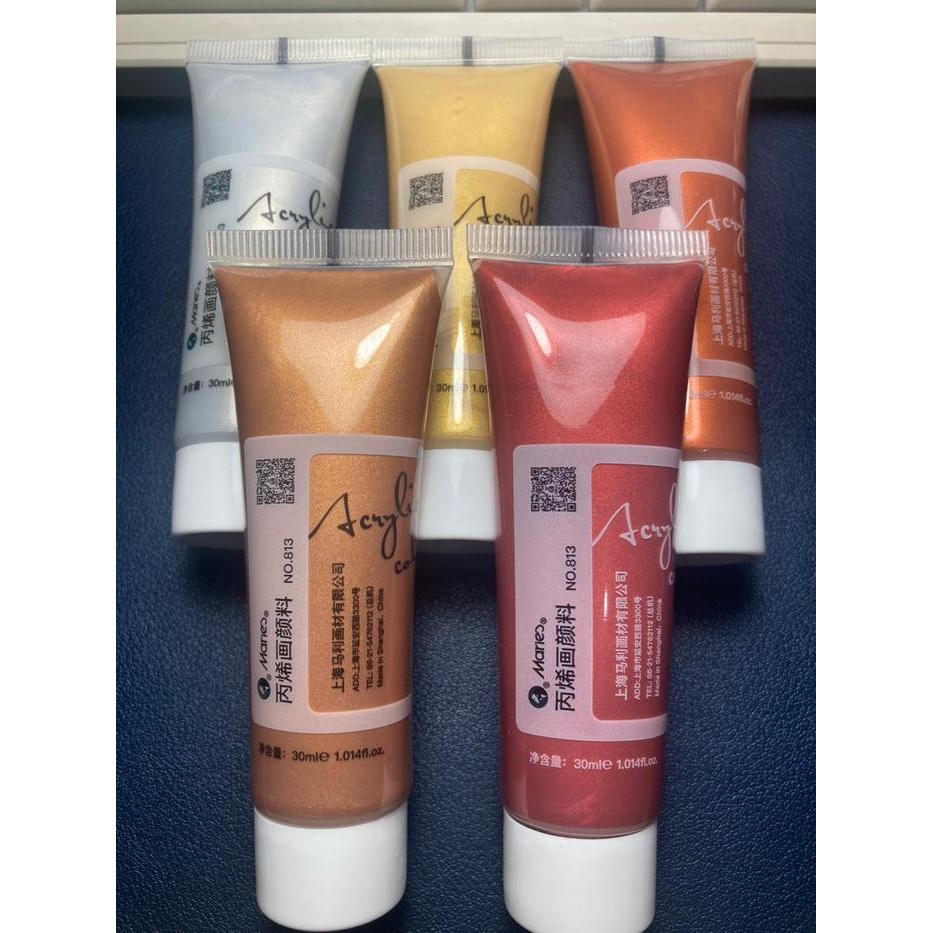 

Maries Metalic Acrylic Paint 30ml Gold Silver Copper