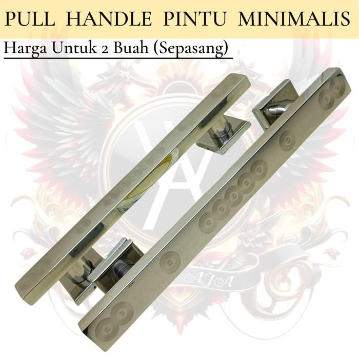 Pull Handle Pintu Minimalis Gagang Pintu 2 Pintu Kupu Kotak Silver Stainless Steel