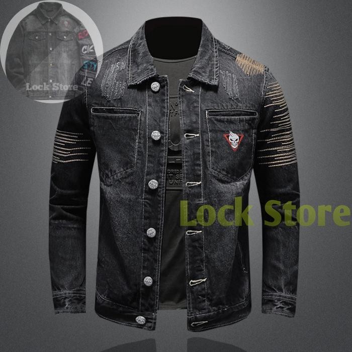 Jaket Denim Jeans Polos Zigzag Variasi