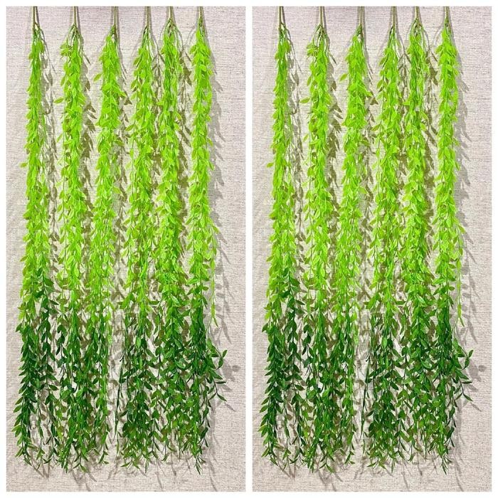 12pcs Grosiran Bunga Jakarta Daun Dekorasi Rotan Plastik Lee Kwan Yew Juntai Hoya Costa Tirai