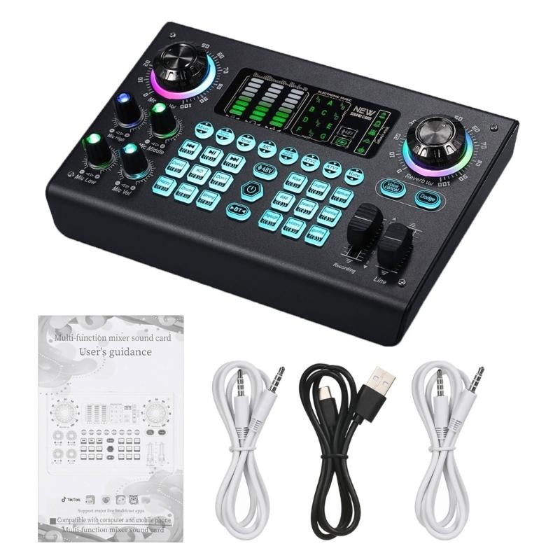 97QB Sound Mixer Board Live Sound Card Voice Changer Sound Card with 15 Sound Effect for Live