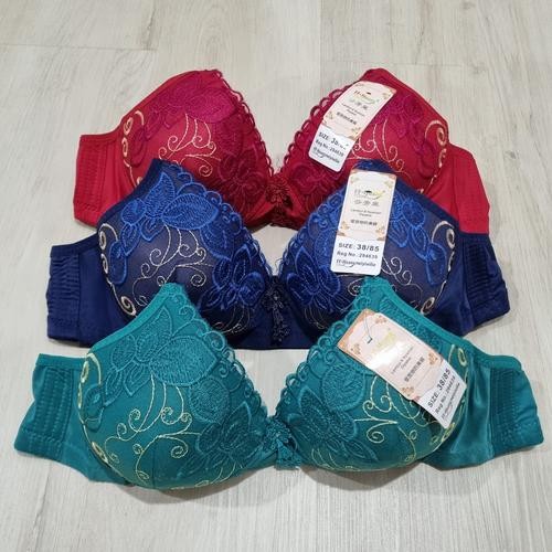 (1pc) BH FF HUANG tanpa kawat // BH busa tipis motif bordir // Bh impor kait 3 - 36, Random