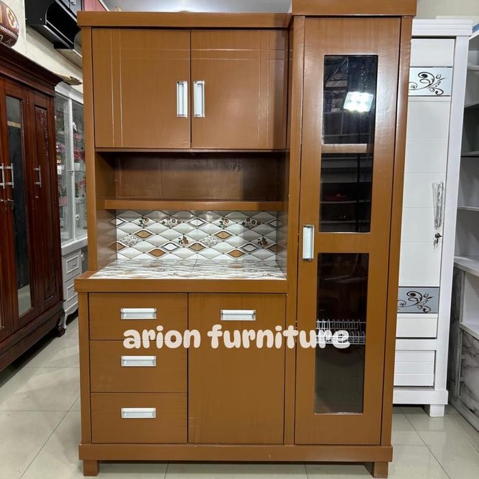 Termurah Rak Dapur/Lemari Sayur/Rak Piring 3 Pintu Kayu