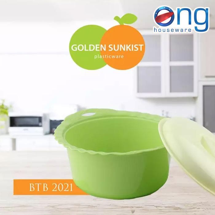Tempat Wadah Sayur Plastik Basi Tutup Bulat Golden Sunkist BTB2021 Kode 1169
