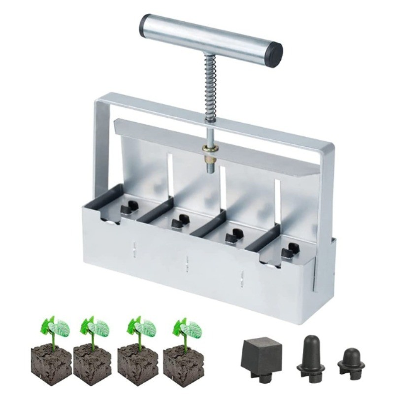 Stainless Steel Handheld Seedling Soil Blocker 2-Inch Soil Block Maker for Garden Prep